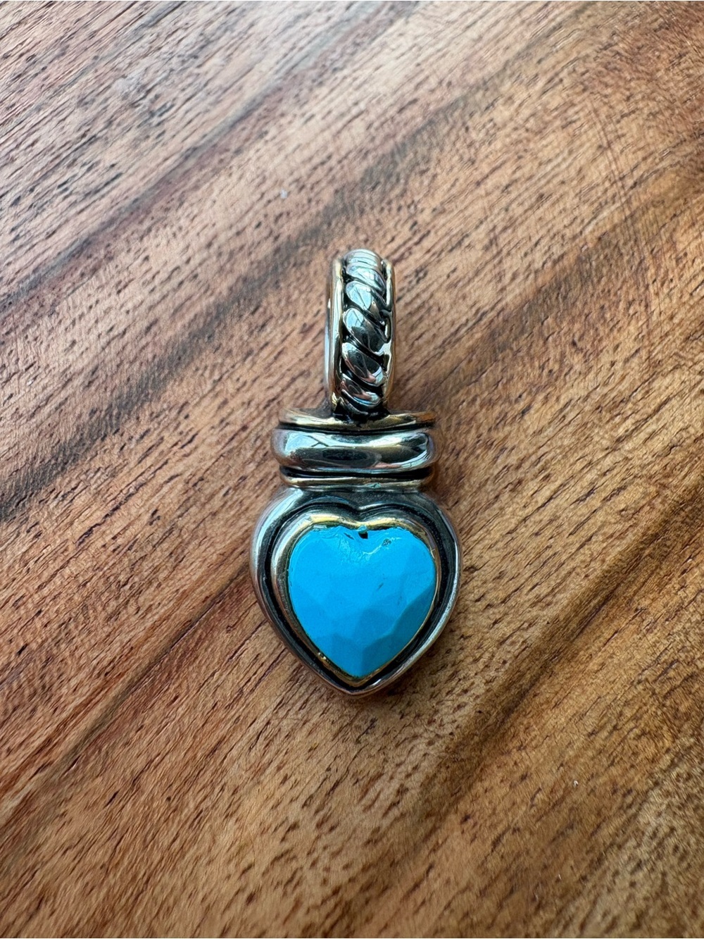 Vintage Silver Heart Pendant with Turquoise Colored Stone